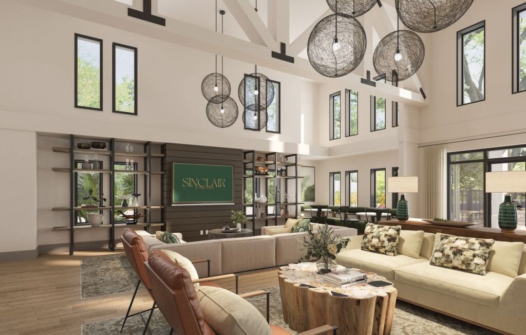 Resort-style apartment community in Fort Myers with pool, cabanas, and outdoor lounge areas.